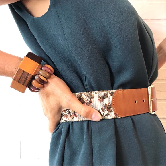 Accessories - Accessory bundle floral belt wooden bracelet cuff